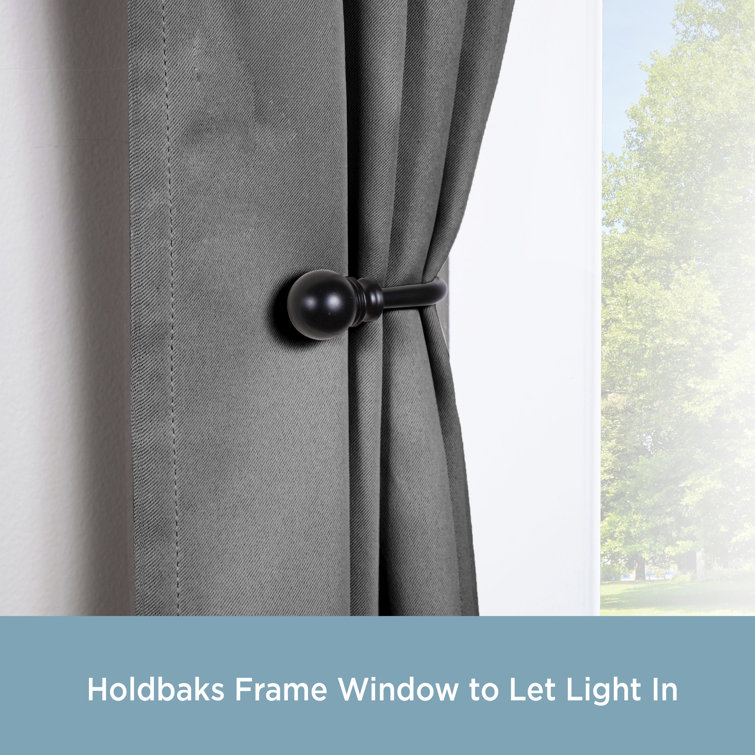 Matte Black Metal Curtain Holdback Pair