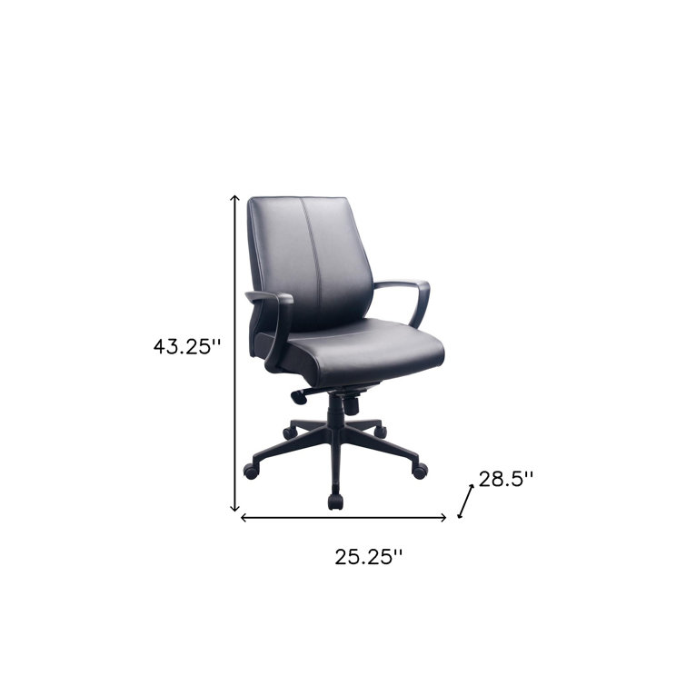 Ergonomic 25.25'' Swivel Task Chair in Black Faux Leather