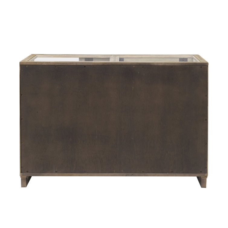 Light Wood Oak Veneer Lighted China Cabinet with Sliding Doors