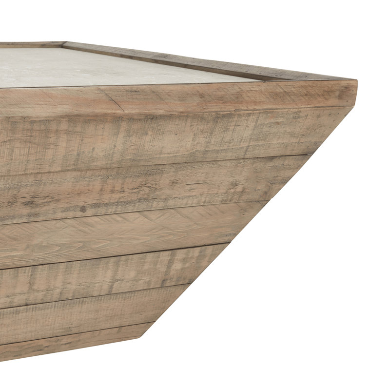 Dalton Square Reclaimed Pine Wood Coffee Table with Concrete Top