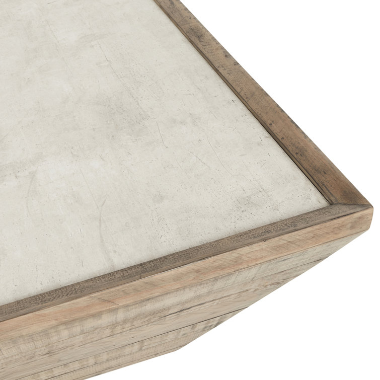 Dalton Square Reclaimed Pine Wood Coffee Table with Concrete Top