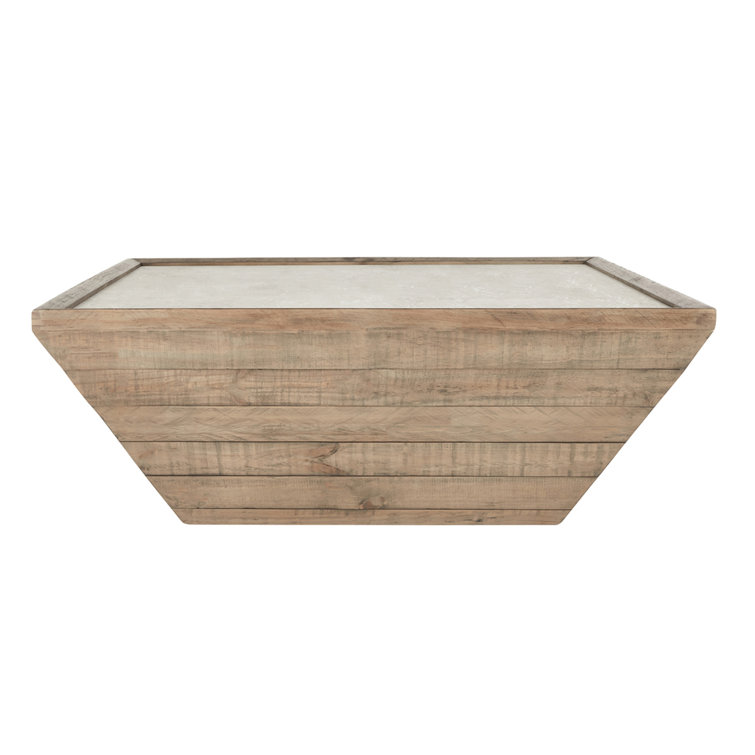 Dalton Square Reclaimed Pine Wood Coffee Table with Concrete Top