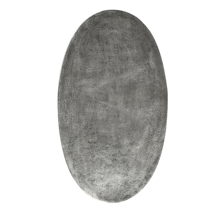 Hand-Brushed Silver Oval Metal End Table