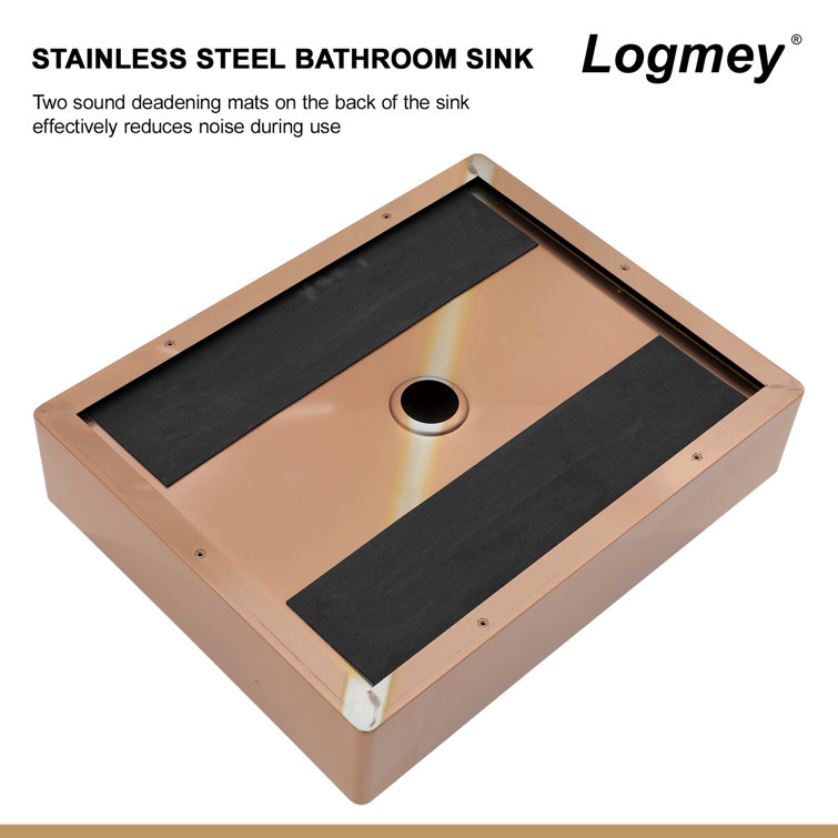 19" Rose Gold Stainless Steel Rectangular Bathroom Sink with Pop-Up Drain