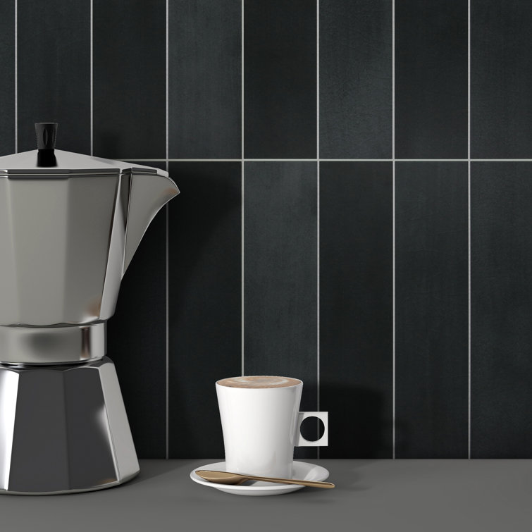 Black Stone Composite Peel & Stick Mosaic Tile Set