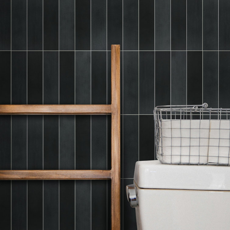 Black Stone Composite Peel & Stick Mosaic Tile Set