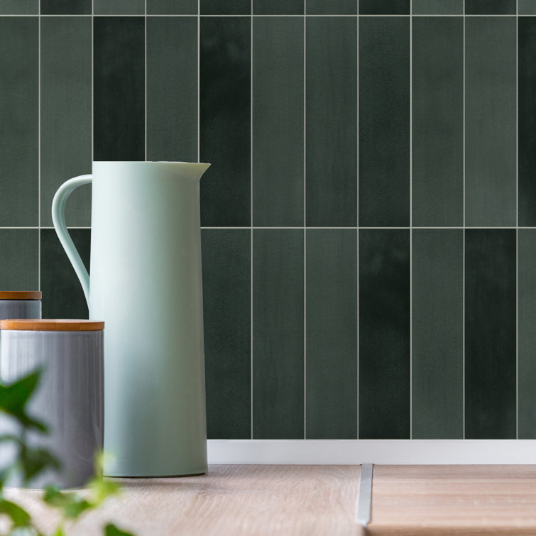 Green Stone Composite Peel and Stick Mosaic Tile Sheets
