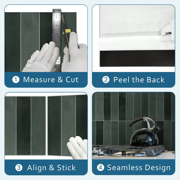 Green Stone Composite Peel and Stick Mosaic Tile Sheets