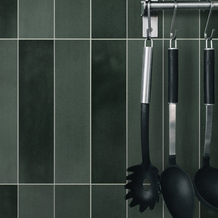 Green Stone Composite Peel and Stick Mosaic Tile Sheets
