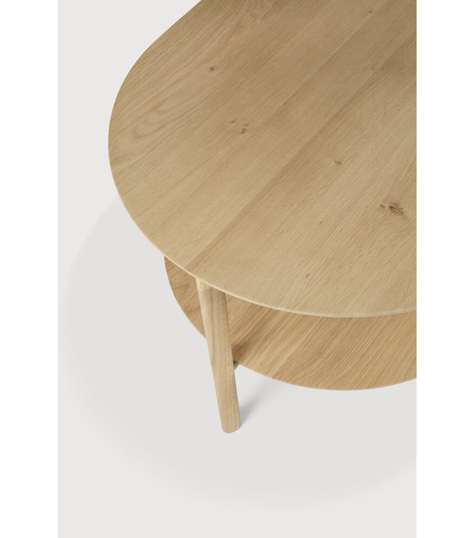 Natural Oak Oval Coffee Table with Lower Shelf