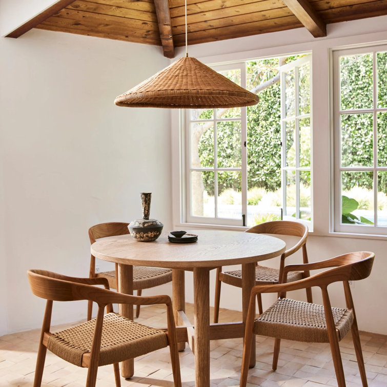Natural Rattan and Brass Single Light Pendant