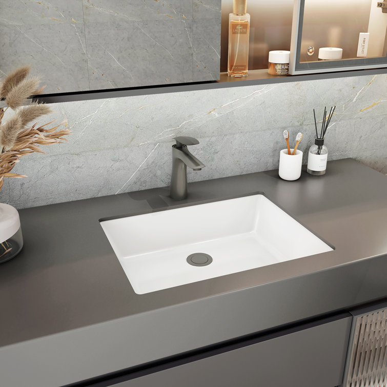 20'' White Ceramic Rectangular Undermount Bathroom Sink