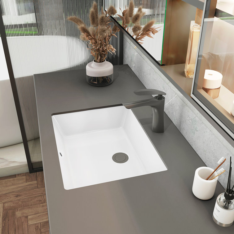 20'' White Ceramic Rectangular Undermount Bathroom Sink