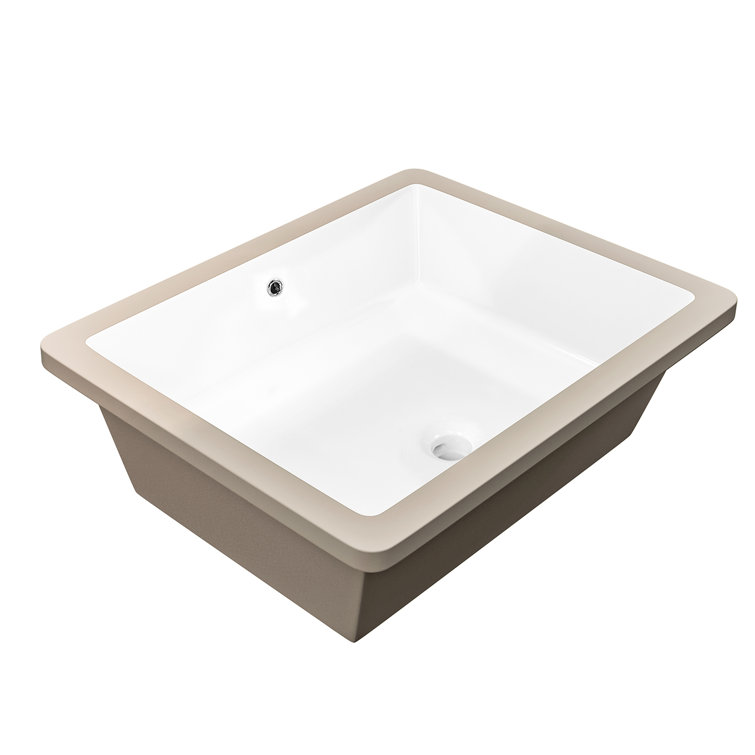 20'' White Ceramic Rectangular Undermount Bathroom Sink