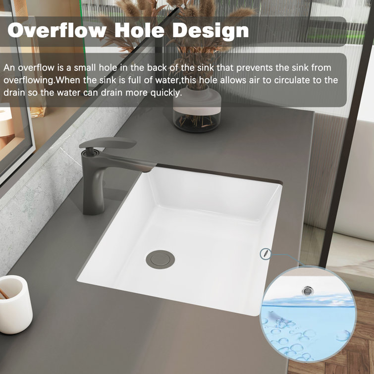 20'' White Ceramic Rectangular Undermount Bathroom Sink