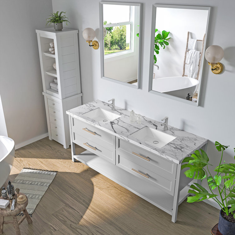 20'' White Ceramic Rectangular Undermount Bathroom Sink