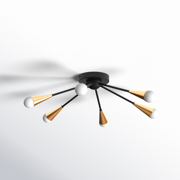 Clive Satin Brass 25" Modern Half-Sputnik Flush Mount