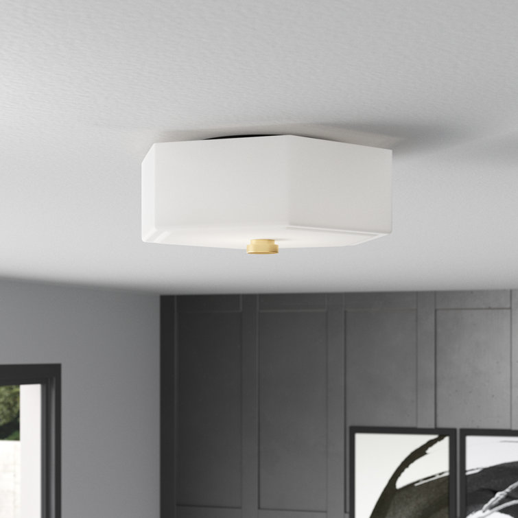 Lizzie Aged Brass and Polished Nickel 11" LED Glass Flush Mount