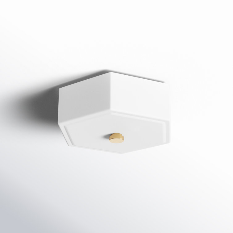 Lizzie Aged Brass and Polished Nickel 11" LED Glass Flush Mount