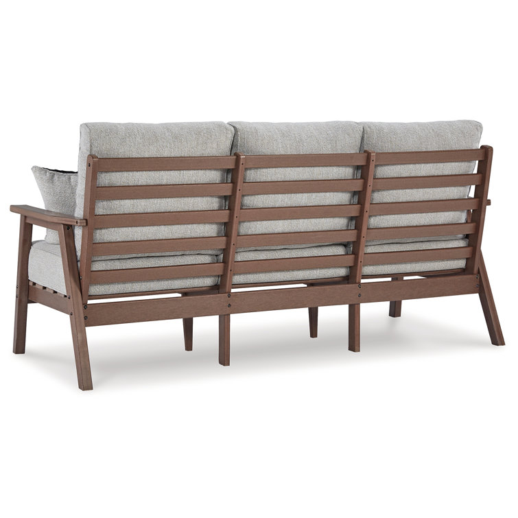Emmeline Beige & Brown Transitional Outdoor Sofa with Cushions