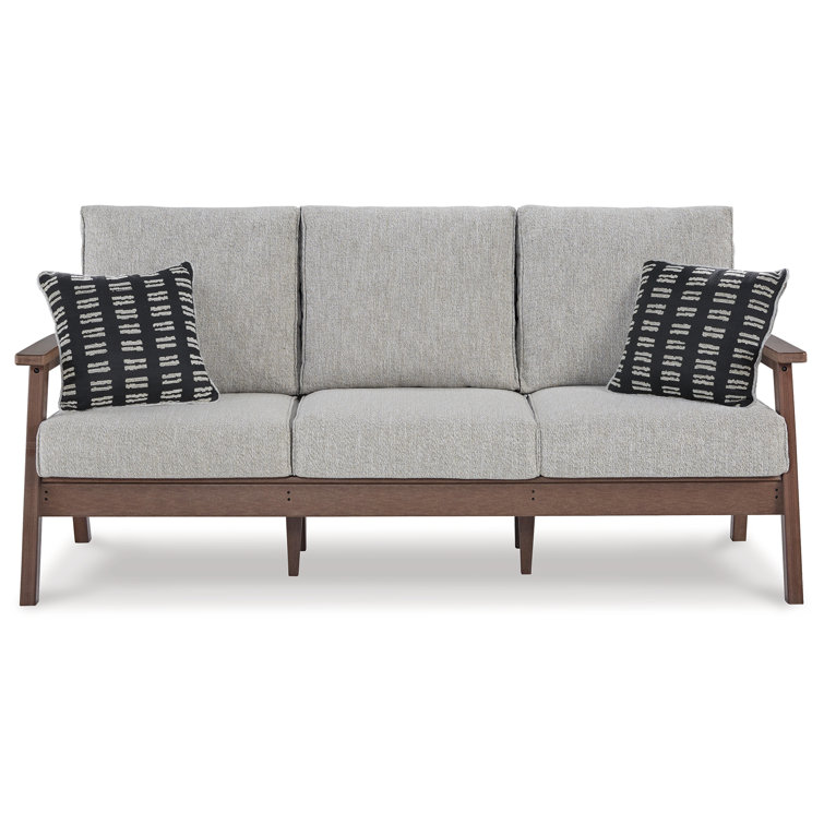 Emmeline Beige & Brown Transitional Outdoor Sofa with Cushions