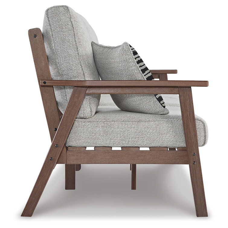Emmeline Beige & Brown Transitional Outdoor Sofa with Cushions