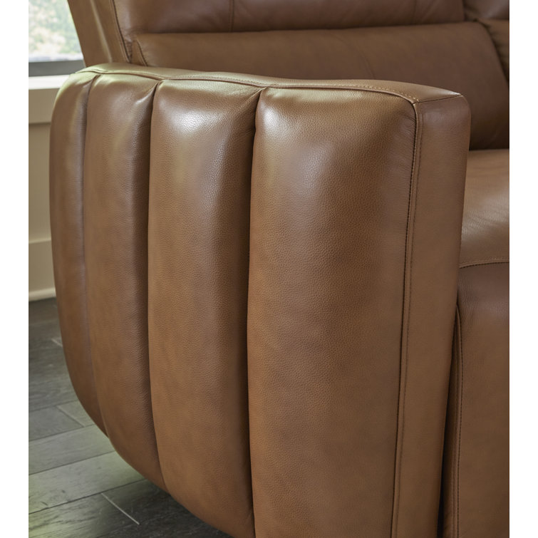 Sable Brown Leather Six-Piece Power Reclining Sectional with Cup Holder