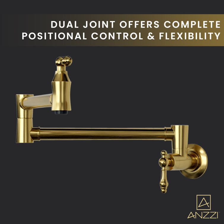 Brushed Gold Stainless Steel Wall Mounted Pot Filler Faucet