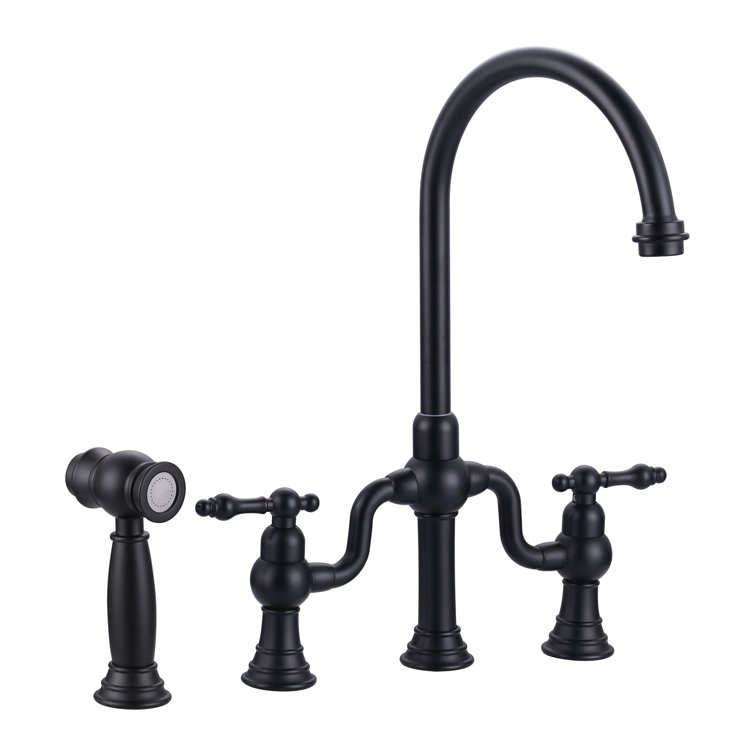 Matte Black Stainless Steel Double Handle High-Arc Kitchen Faucet