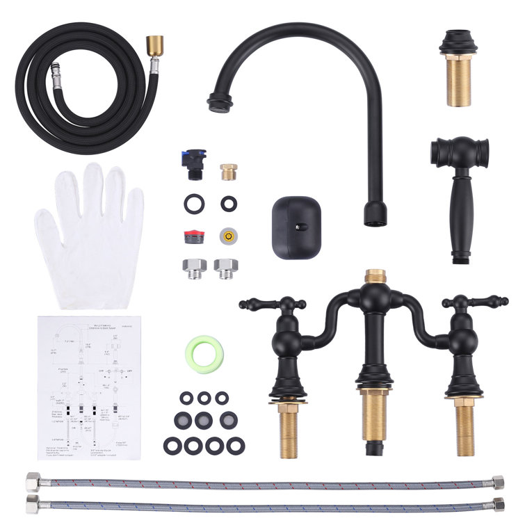 Matte Black Stainless Steel Double Handle High-Arc Kitchen Faucet