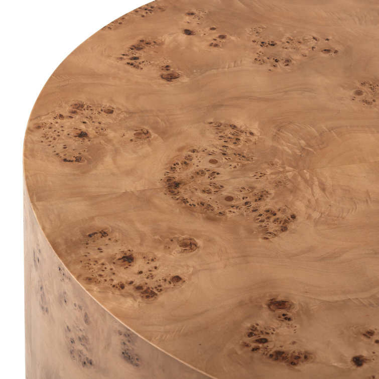 Caramel Burl Veneer Drum Coffee Table
