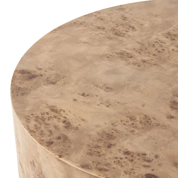 Caramel Burl Veneer Drum Coffee Table