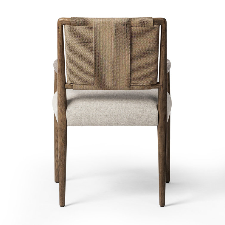 Betha Brown Wood and Polyester Blend Upholstered Arm Chair