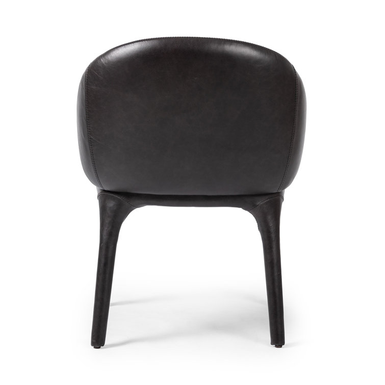 Black Genuine Leather Upholstered Arm Chair with Manufactured Wood Frame