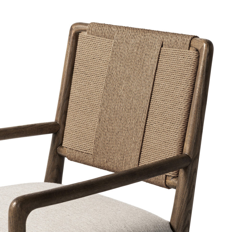Betha Brown Wood and Polyester Blend Upholstered Arm Chair