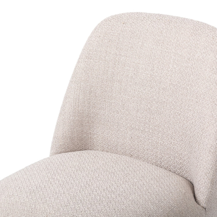 Off-White Upholstered Full Back Side Chair with Camel Legs