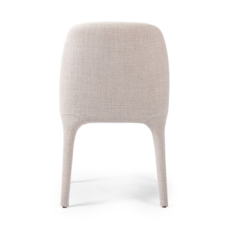 Off-White Upholstered Full Back Side Chair with Camel Legs
