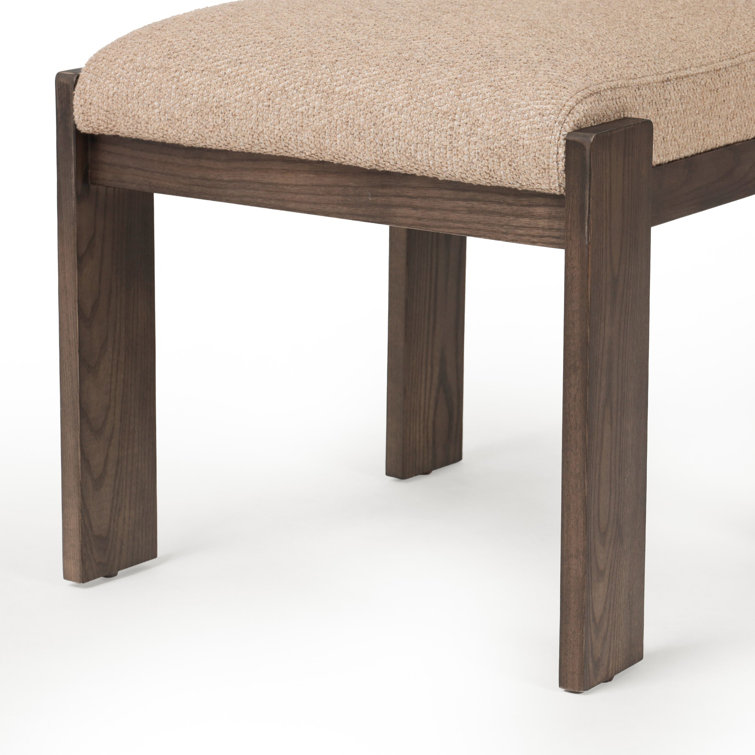 Brown Linen Upholstered Dining Chair with Ash Legs