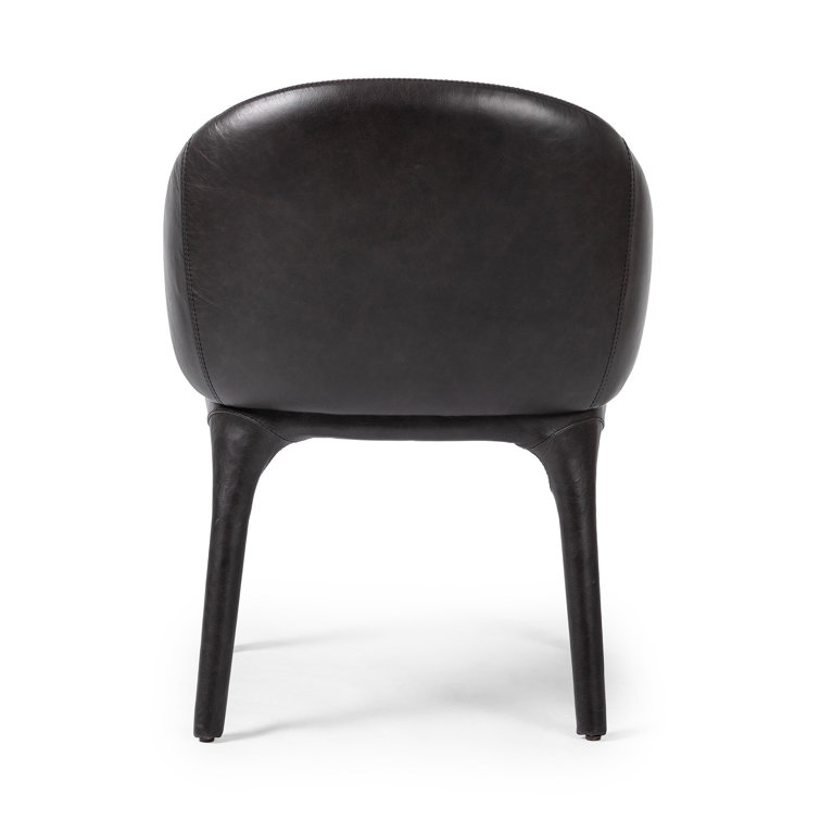 Black Genuine Leather Upholstered Arm Chair with Manufactured Wood Frame