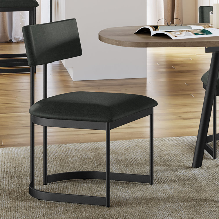 Light Beige Birch Veneer Extendable Dining Table with Black Metal Chairs