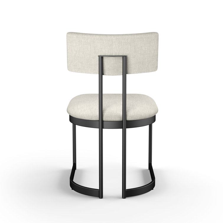 Gray Extendable Dining Table with 6 Light Beige Upholstered Chairs