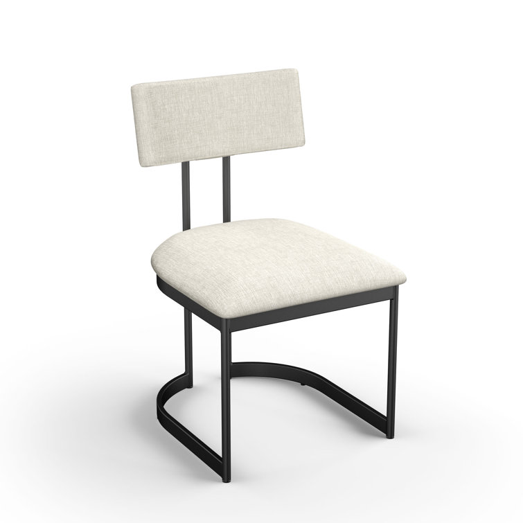 Gray Extendable Dining Table with 6 Light Beige Upholstered Chairs