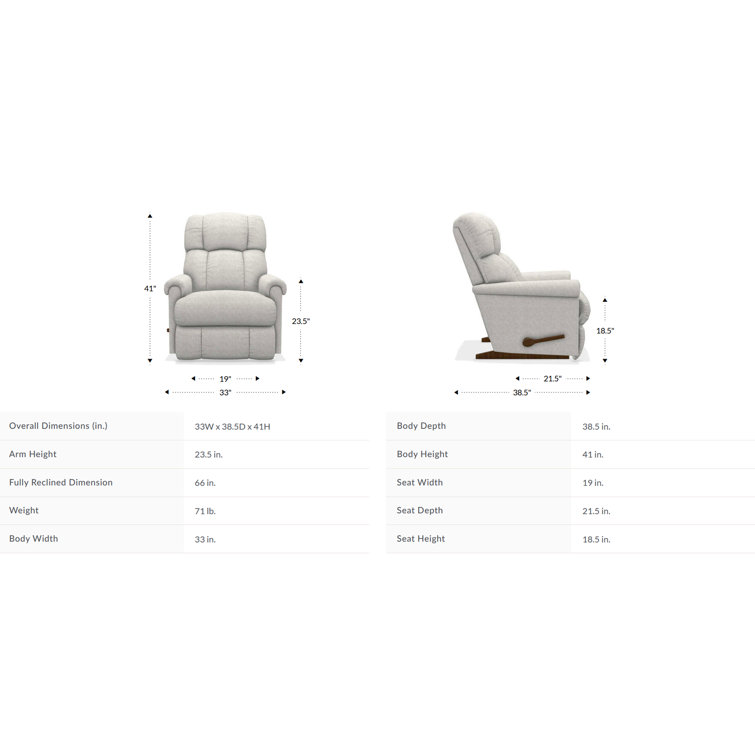 Navy Polyester Twill Manual Recliner with Brown Wood Legs