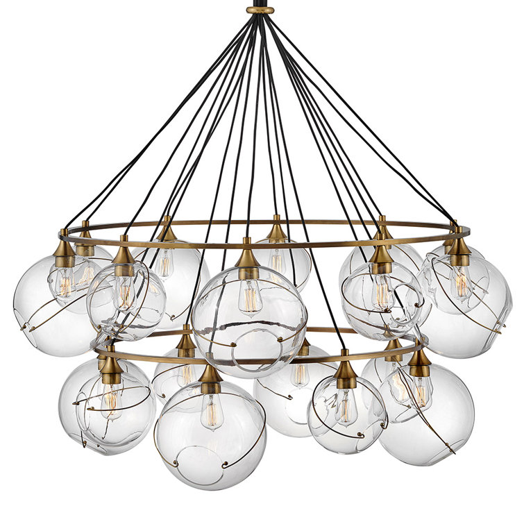 Heritage Brass Skye 18-Light Tiered Glass Globe Chandelier