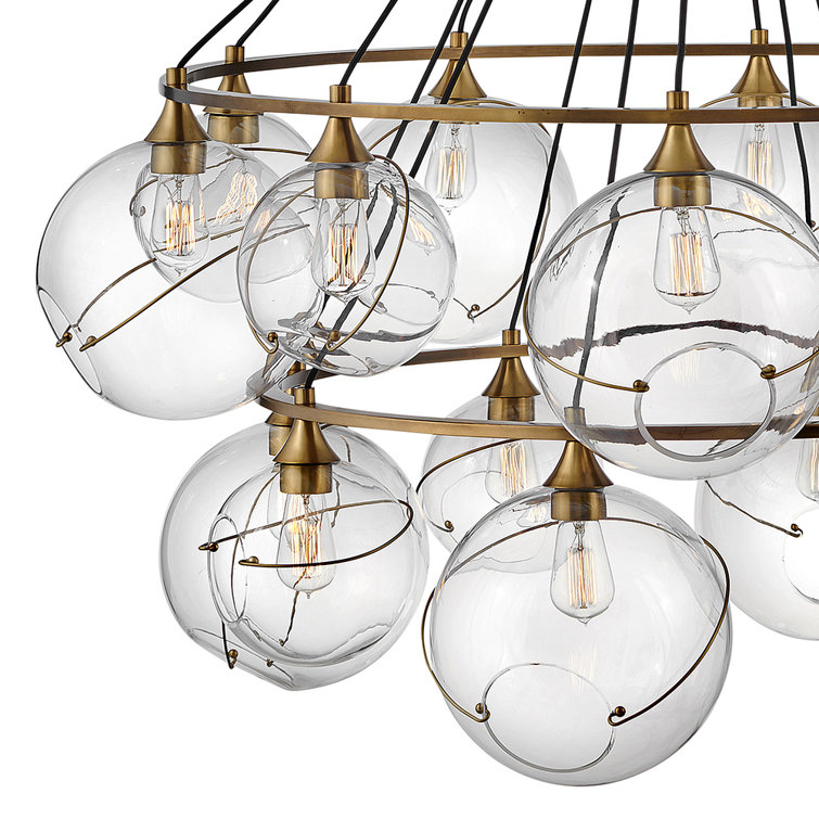Heritage Brass Skye 18-Light Tiered Glass Globe Chandelier