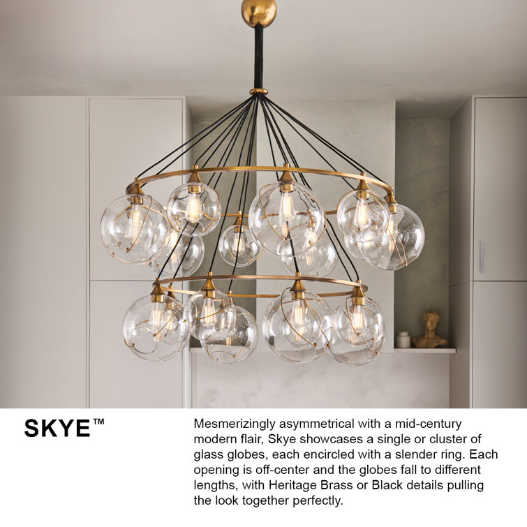 Heritage Brass Skye 18-Light Tiered Glass Globe Chandelier