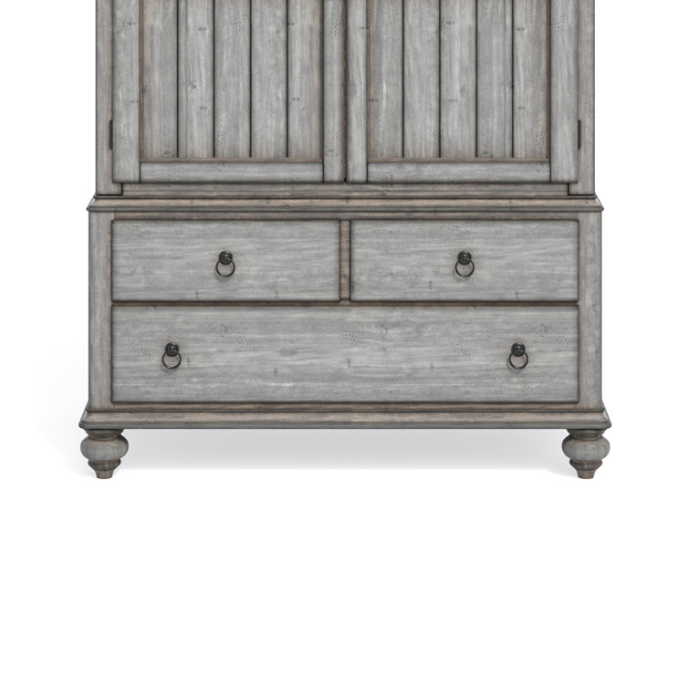 Plymouth Vintage Graywash 5-Drawer Armoire with Antique Gunmetal Pulls