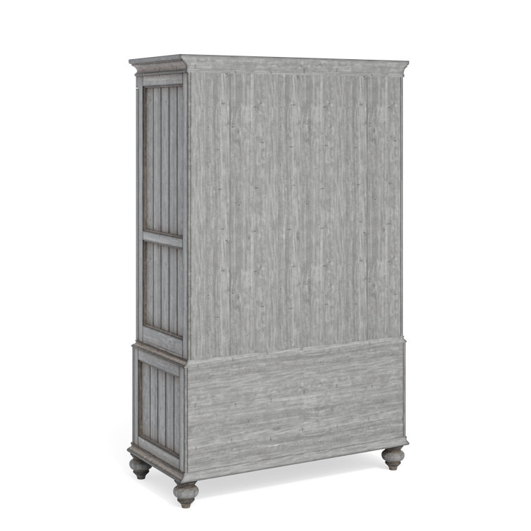 Plymouth Vintage Graywash 5-Drawer Armoire with Antique Gunmetal Pulls