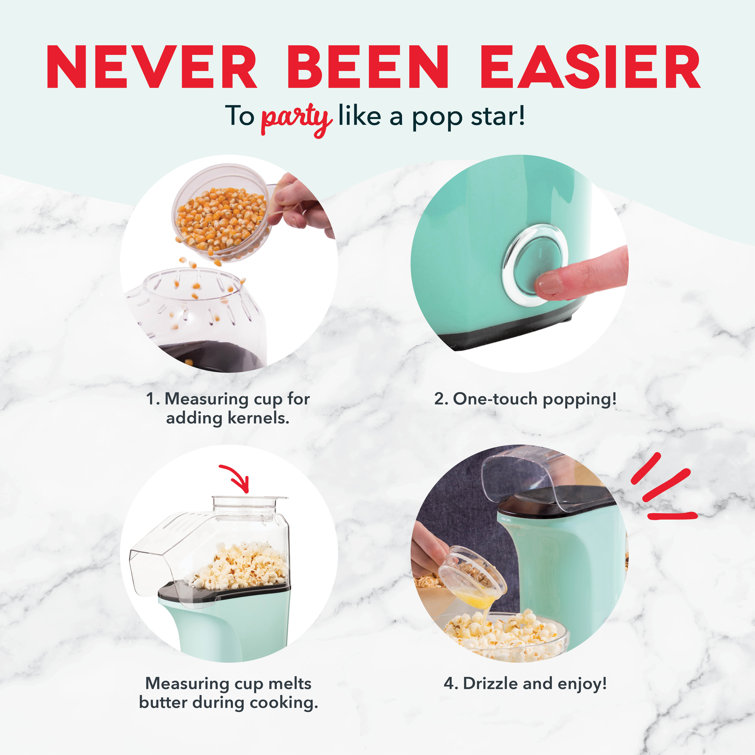 Red Compact Hot Air Popcorn Popper with Butter Tray