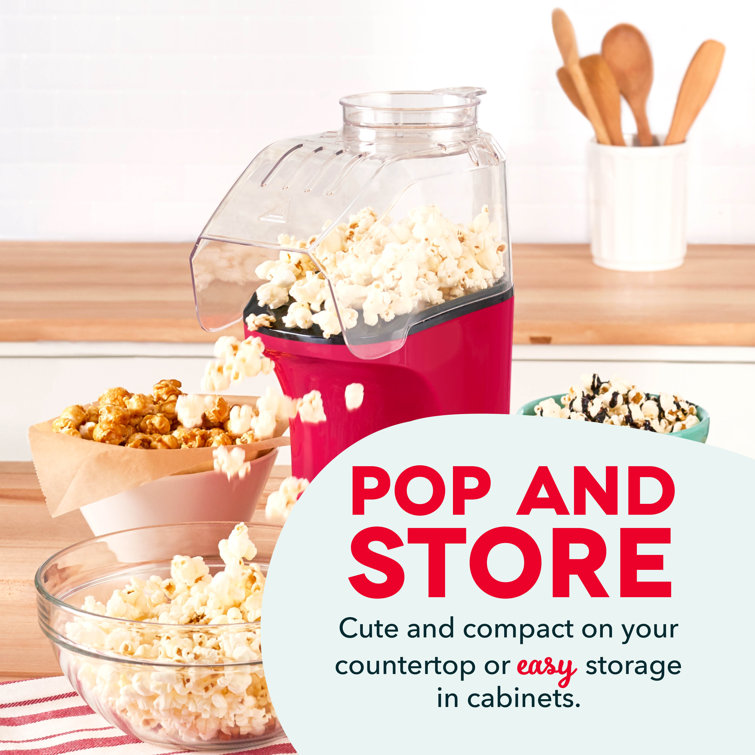 Red Compact Hot Air Popcorn Popper with Butter Tray